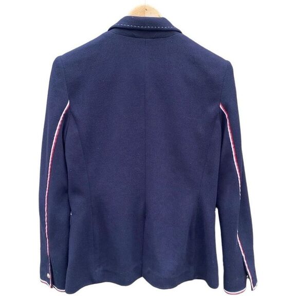 Tommy Hilfiger Women's Blue Knit Blazer Size 6 Two-Button Notch Lapel Heritage - Picture 2 of 6